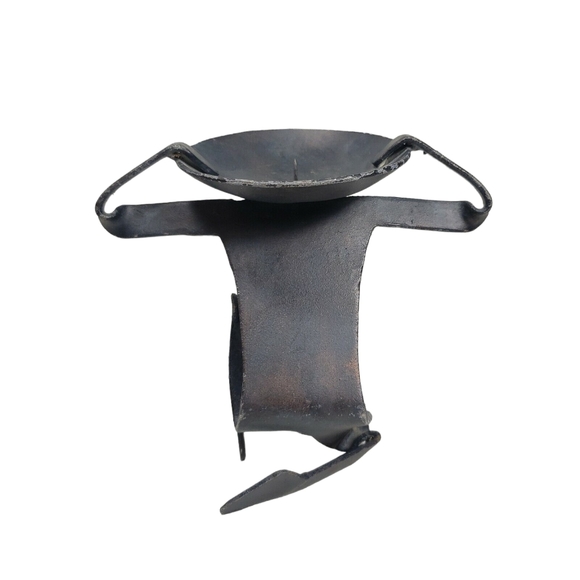 Metal Atlas Sculpture Candle Holder Stand 7" Man Carrying World On Back - Picture 3 of 9